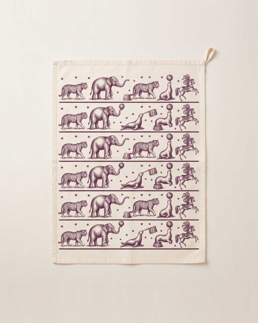 Menagerie Parade Tea Towel in Bone