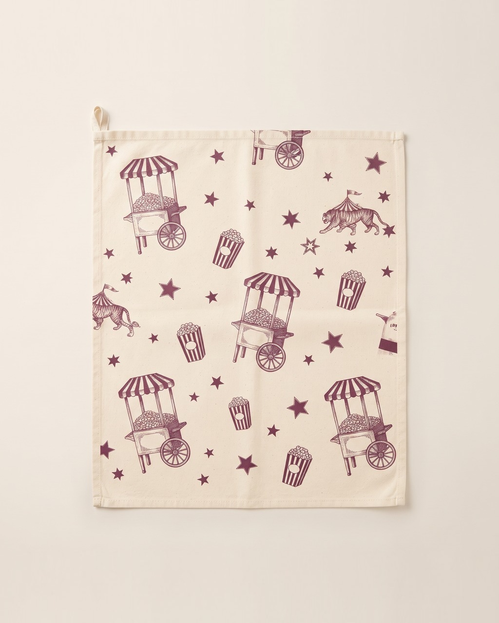 Popcorn Cart Tea Towel in Bone