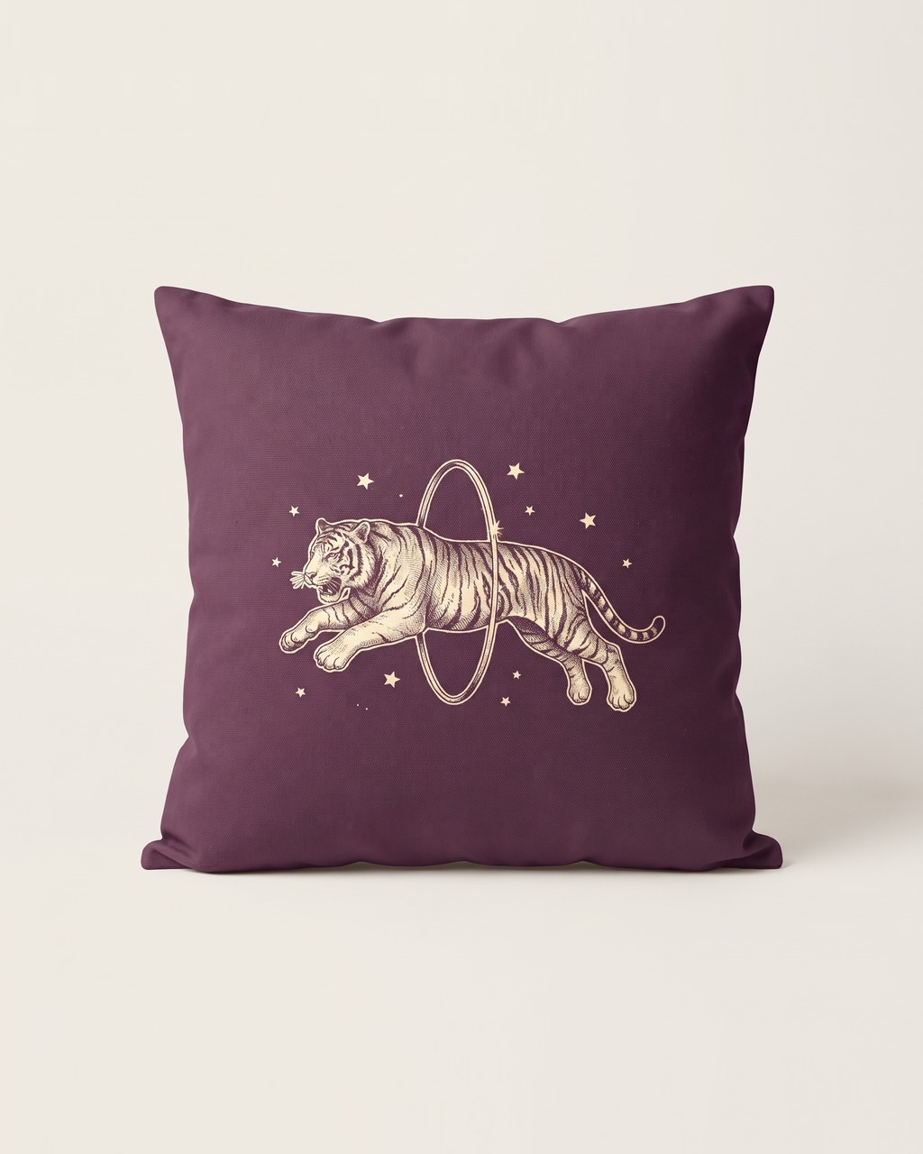 Tiger Hoop Cushion Cover in Plum